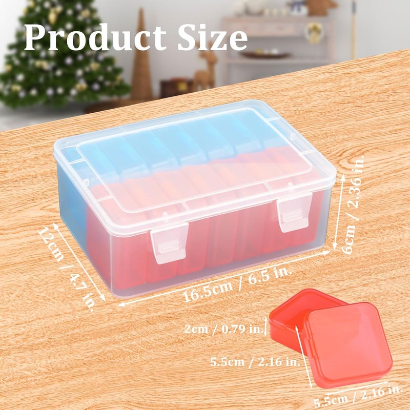 Mathtoxyz Small Bead Organizers(Red, Blue), 15 Pieces Plastic Storage Cases Mini Clear Bead Storage Containers Transparent Boxes with Hinged Lid and Rectangle Clear Craft Supply Case - Image 2